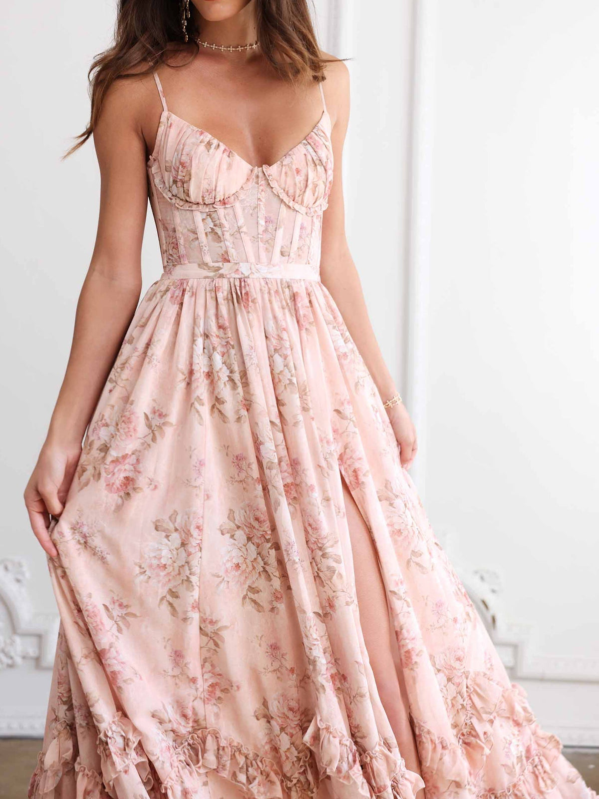 Floral Frill Split Maxi Dress – Sienna Noosa