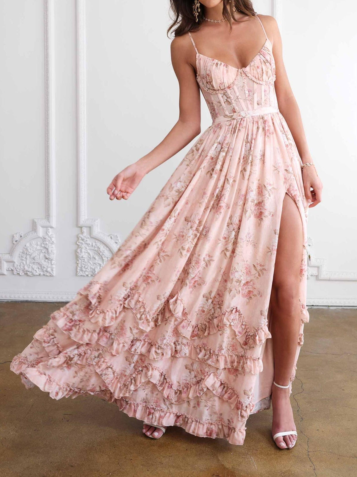 Floral Frill Split Maxi Dress – Sienna Noosa