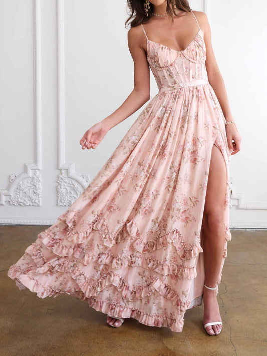 Floral Frill Split Maxi Dress – Sienna Noosa