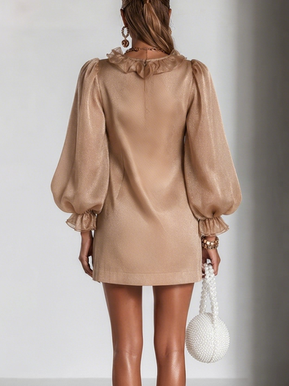 Ruffled Puff Sleeve Loose Straight Cut Mini Dress – Sienna Noosa
