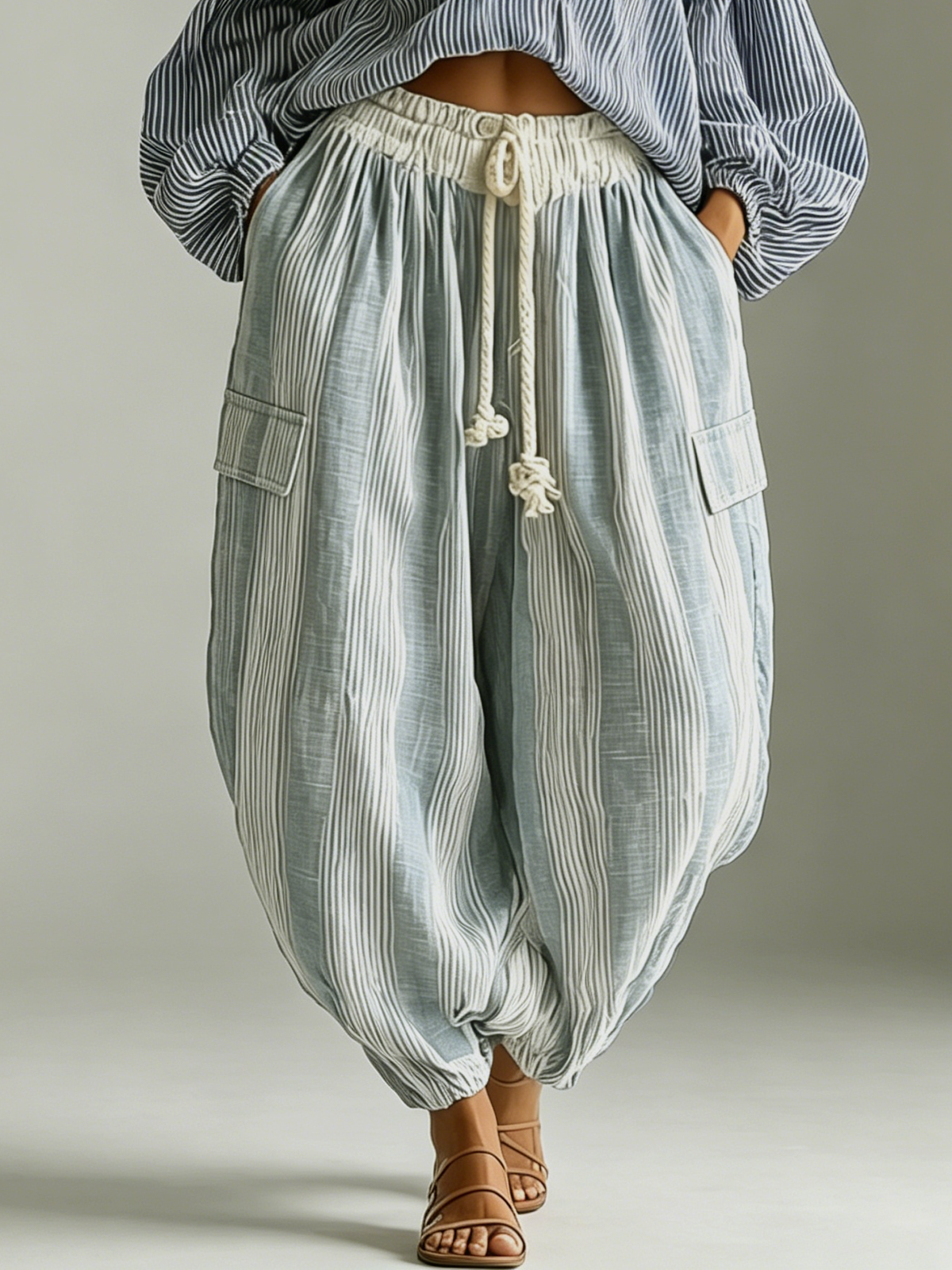 Aurora Bohemian Striped Lantern Sleeve Top and Lantern Pants Two-Piece Set – Sienna Noosa