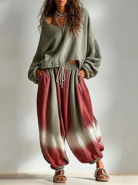 Leonor Bohemian Style Loose Casual Ombre Design Two-Piece Matching Set – Sienna Noosa