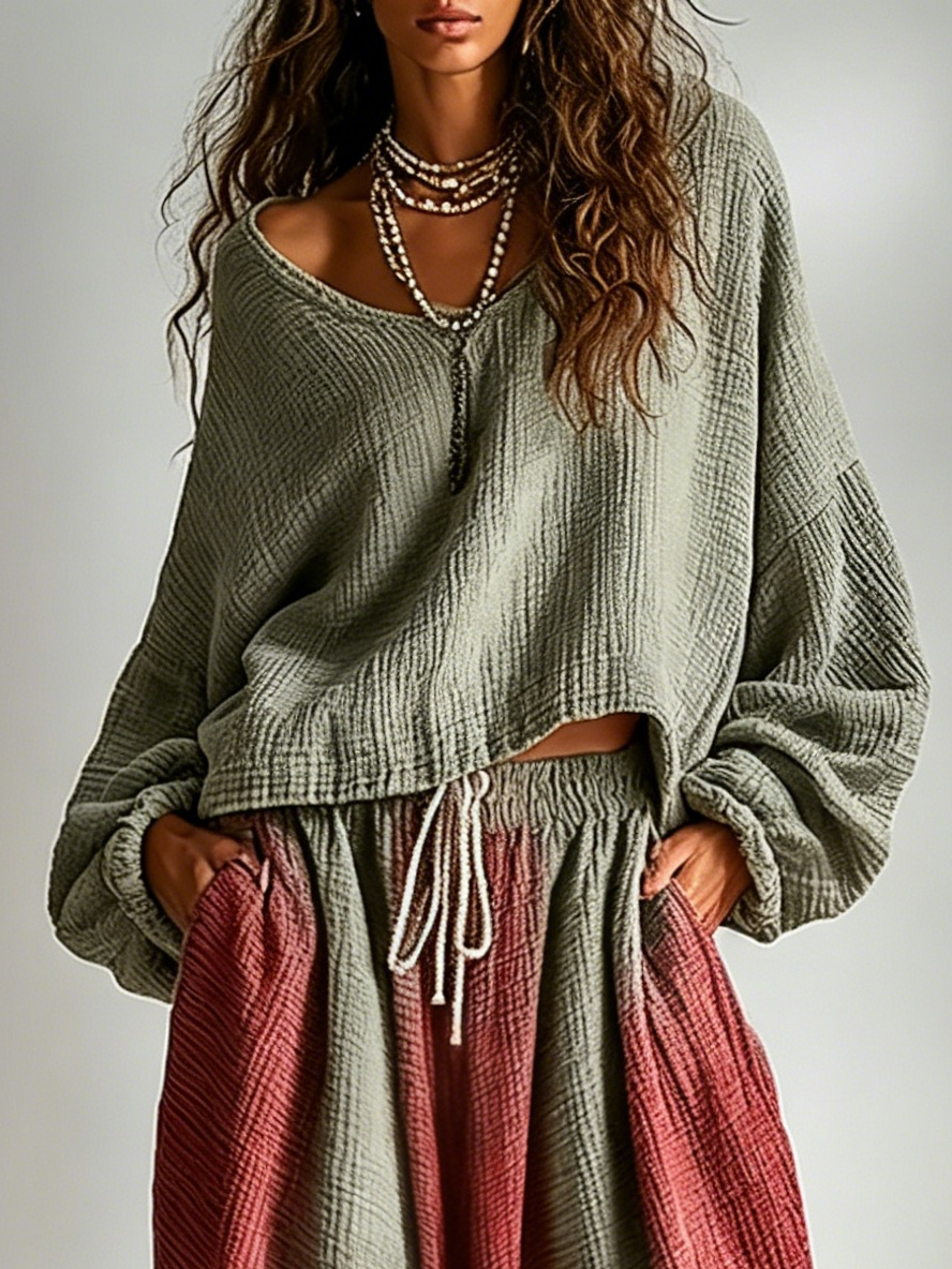 Leonor Bohemian Style Loose Casual Ombre Design Two-Piece Matching Set – Sienna Noosa