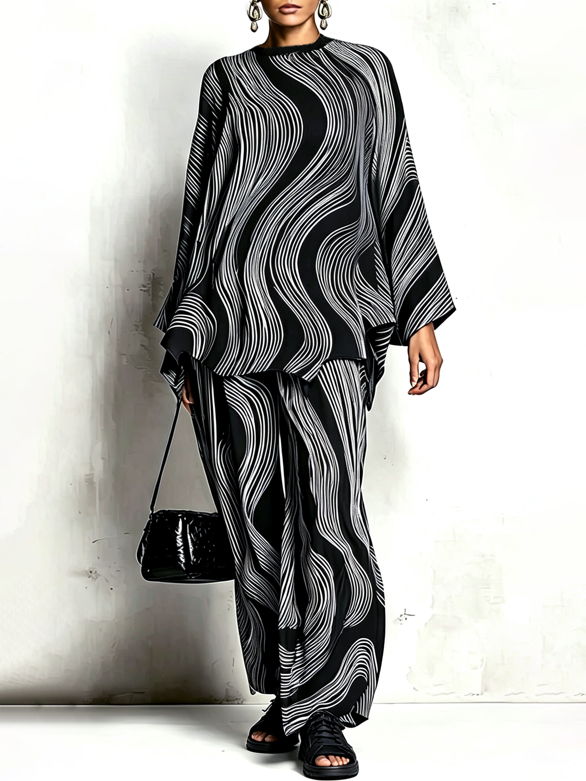 Oversized Batwing Sleeve Top and Wide Leg Pants Set – Sienna Noosa